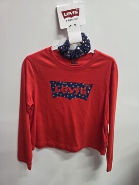Levi's Girls' Red Logo Long-Sleeve Top - 2-Piece Set